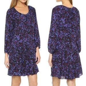 Rebecca Taylor Silk Dress Bouquet Rhapsody Size 8 Floral Long-Sleeve EUC